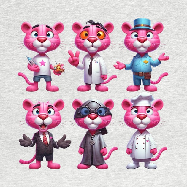 Cute Pink Panther Professions by Dmytro